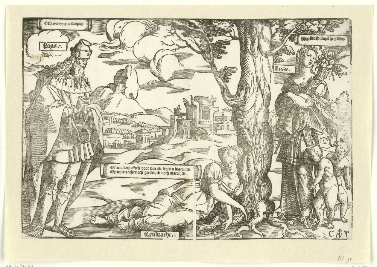 Allegorie met Eendracht, Vrede en Liefde door Cornelis Anthonisz.