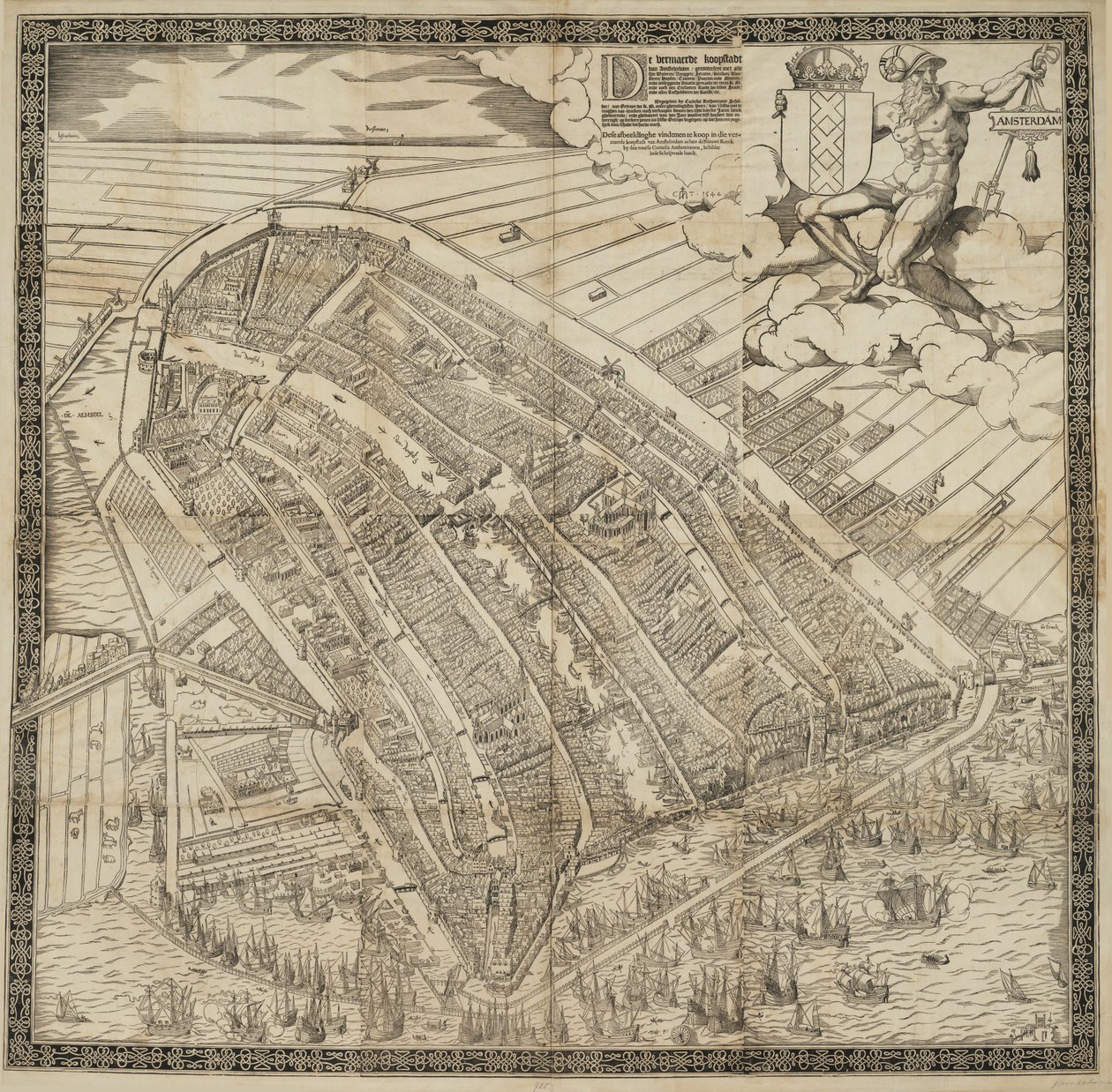 German: Die berühmte Handelsstadt Amsterdam
Dutch: De vermaerde koopstadt van Amstelredam door Cornelis Anthonisz.
