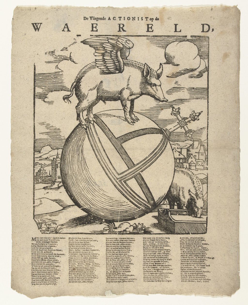 Het gevleugelde varken op de wereld door Cornelis Anthonisz.