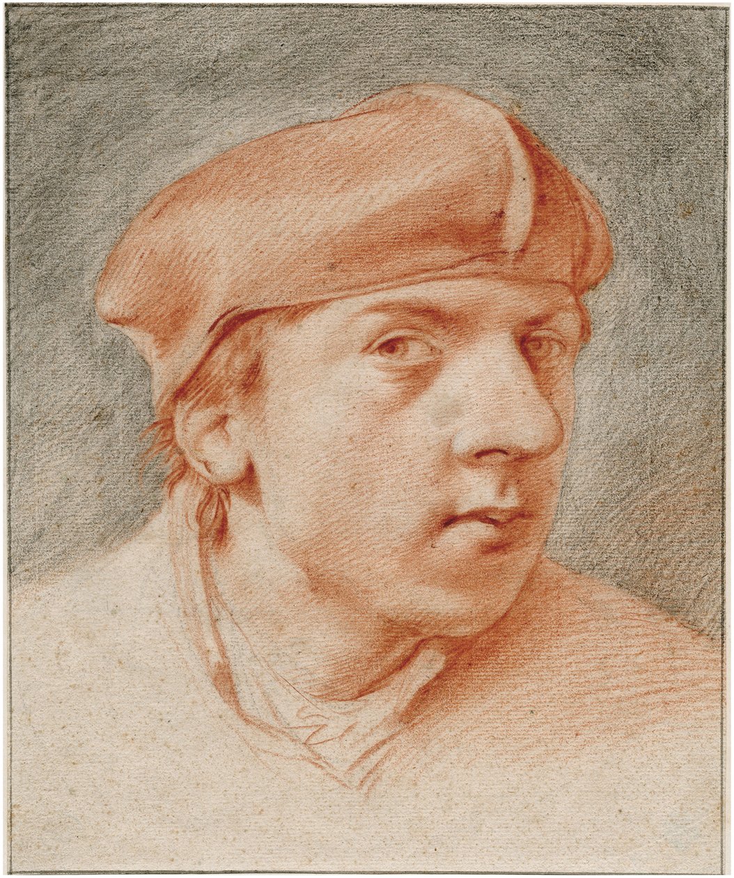Zelfportret met baret (detail) door Cornelis Pietersz Bega