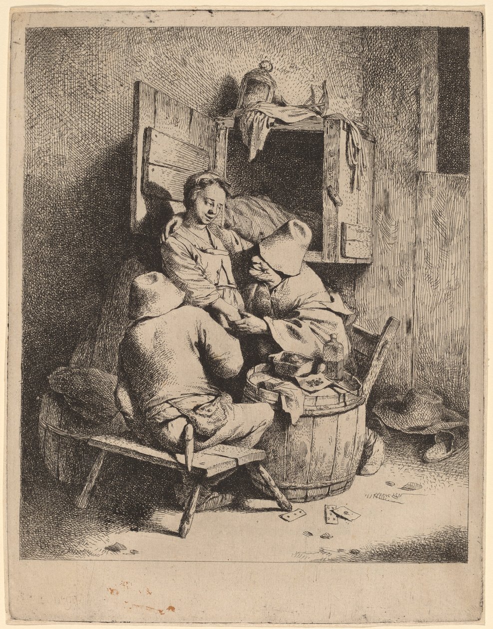 De flirt van een jonge herbergier door Cornelis Pietersz Bega