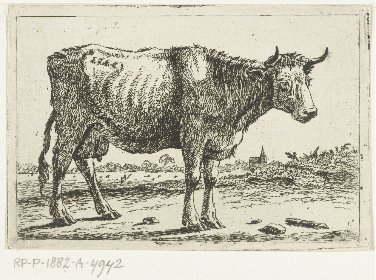 Landschap met koe door Cornelis  Bisschop
