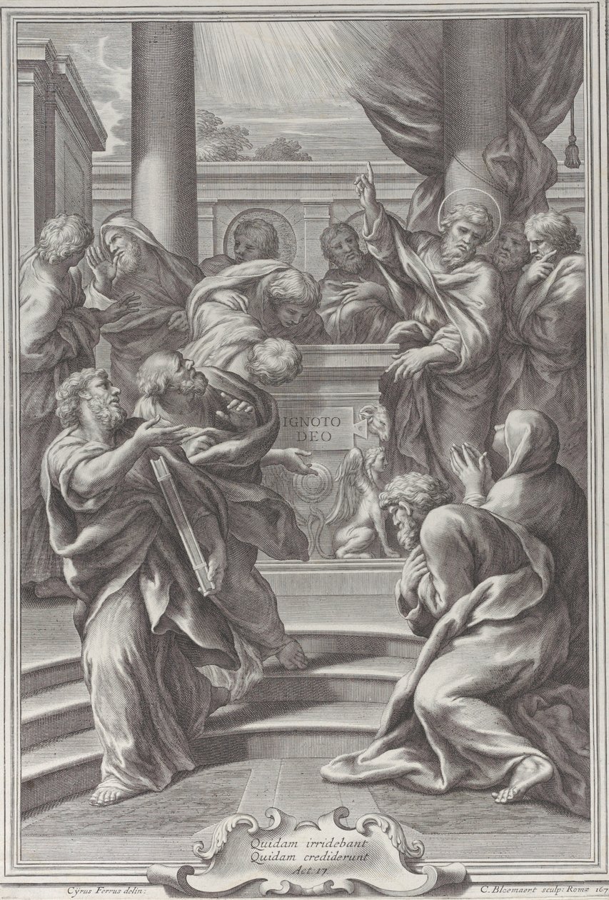Sint Paulus predikend in Athene, 1679 door Cornelis Bloemaert