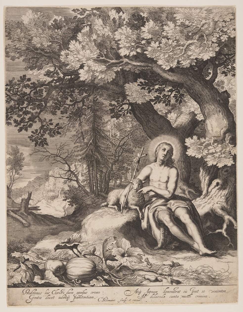 Johannes de Doper in een landschap door Cornelis Bloemaert