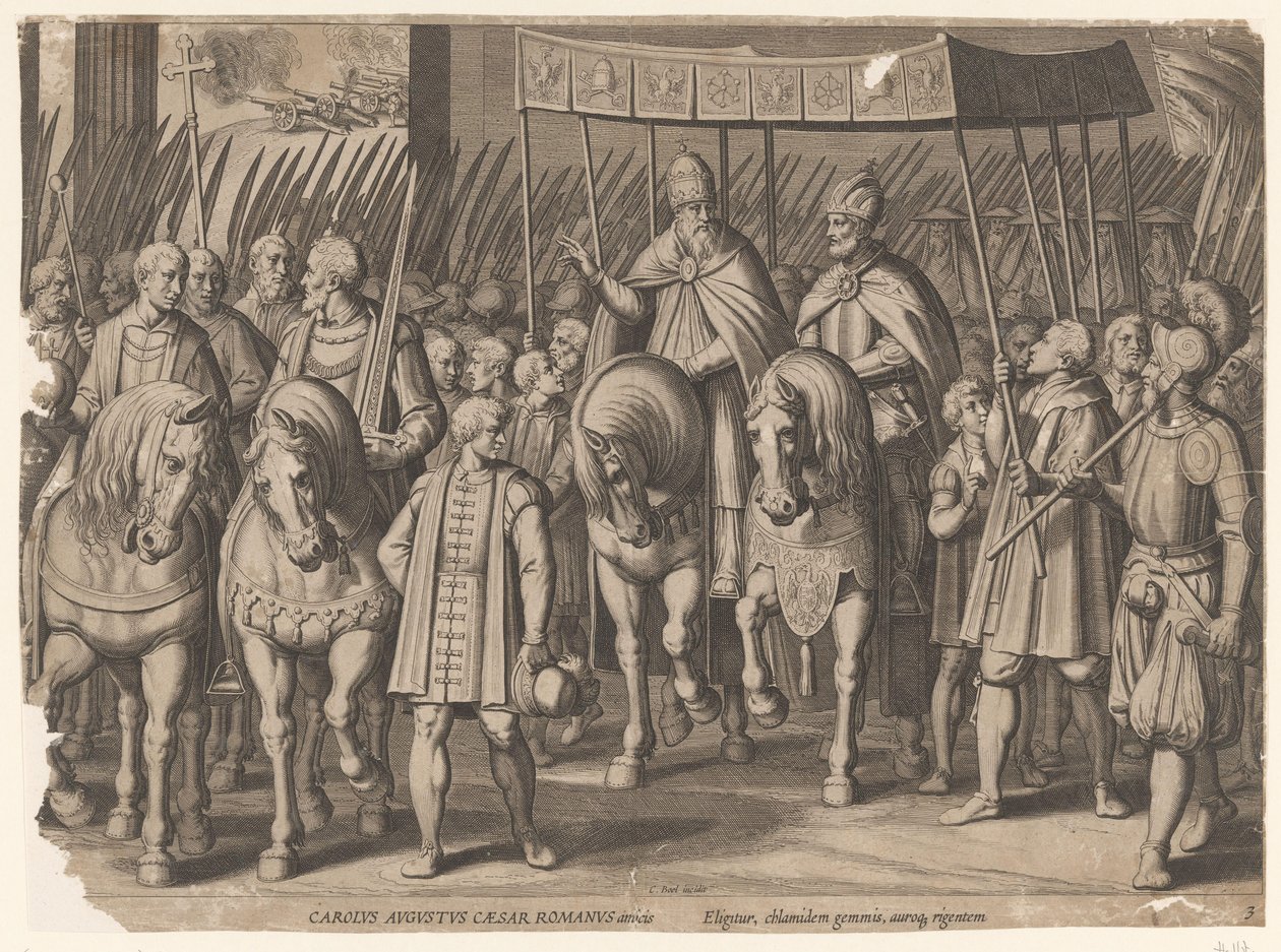 Keizerkroning van Karel V in Bologna, 1530 door Cornelis Boel