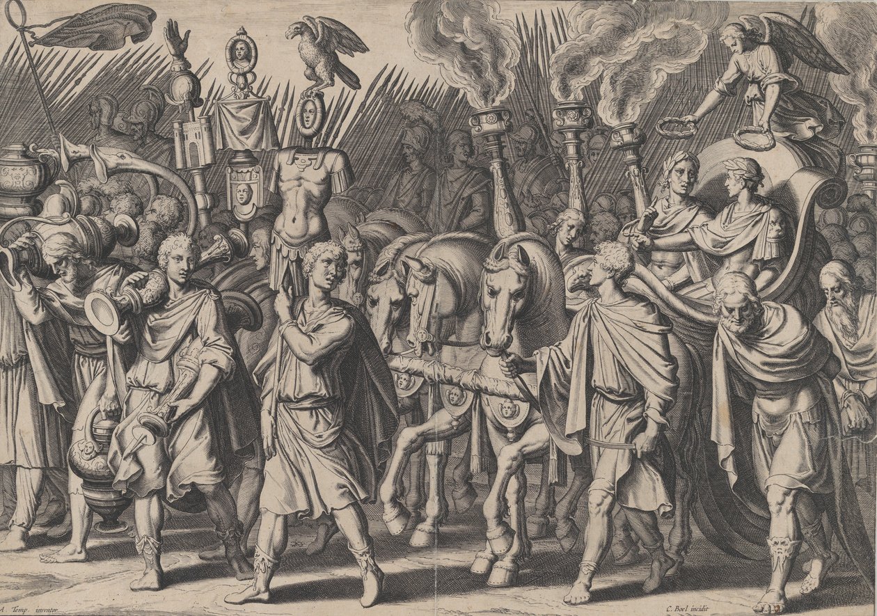 Plaat 7: Triomfantelijke Processie na Overwinning op de Turken, uit de Triomfen van Karel V, 1614 door Cornelis Boel