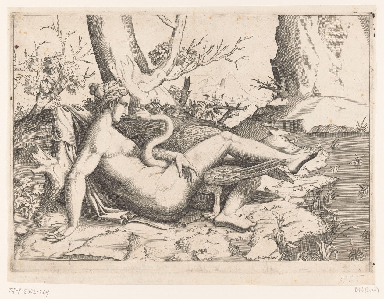 Leda en de zwaan door Cornelis Bos (possibly)