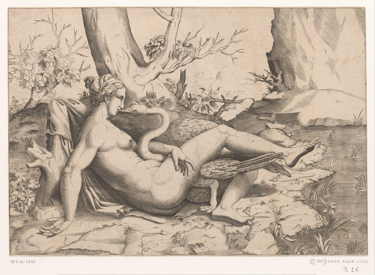 Leda en de zwaan door Cornelis Bos (possibly)