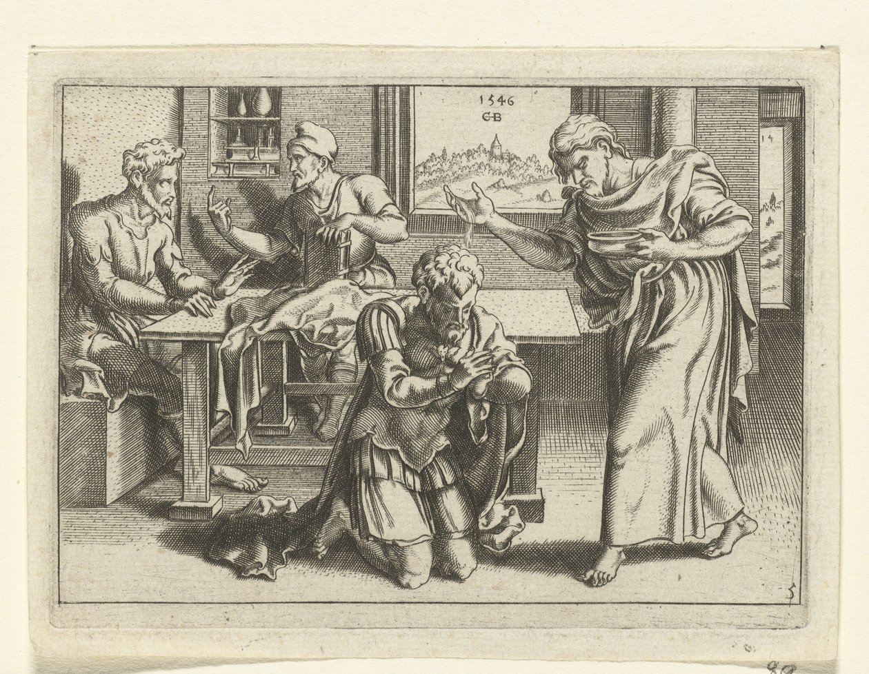 Ananias doopt Paulus door Cornelis Bos