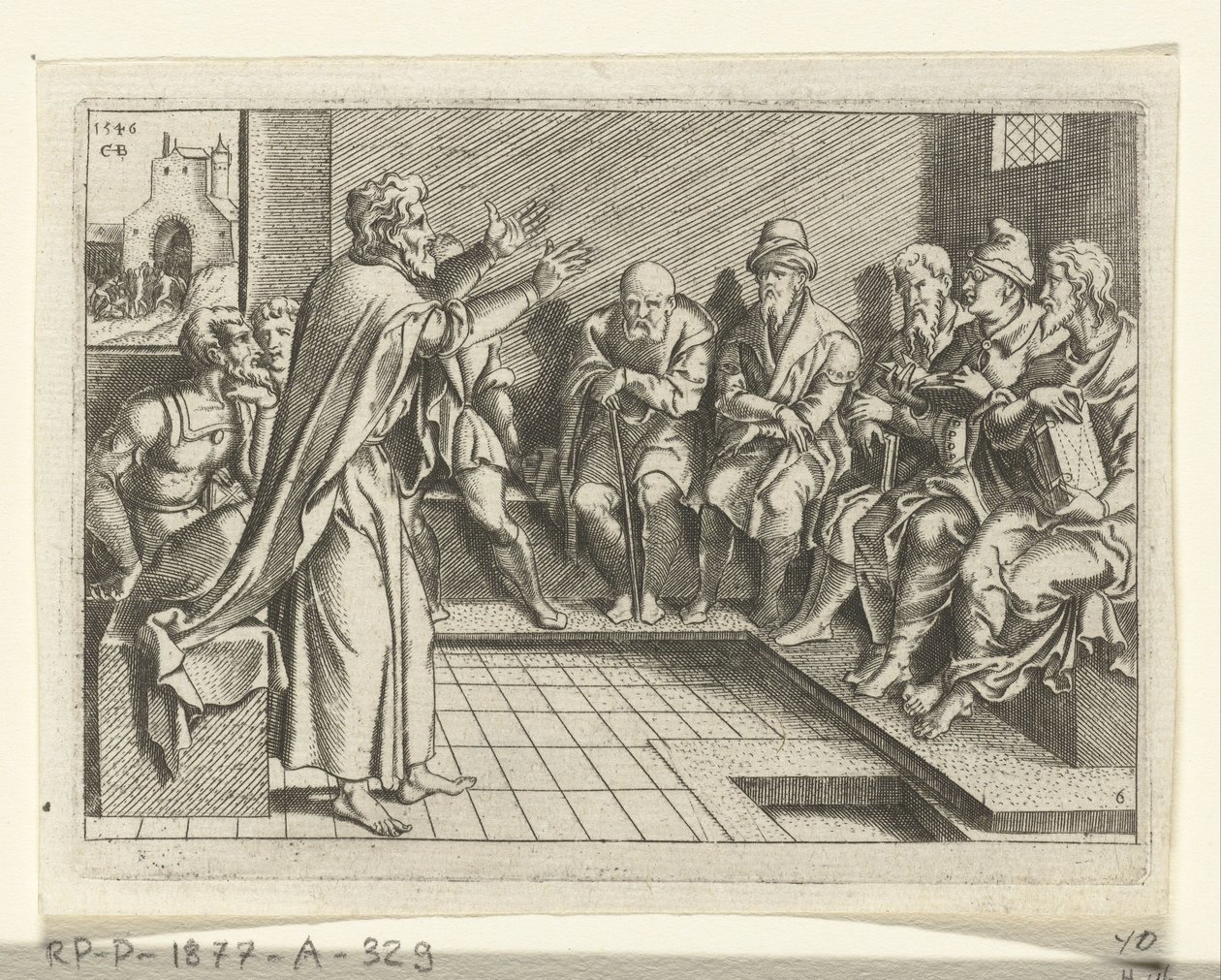 Paulus preekt in de synagoge door Cornelis Bos