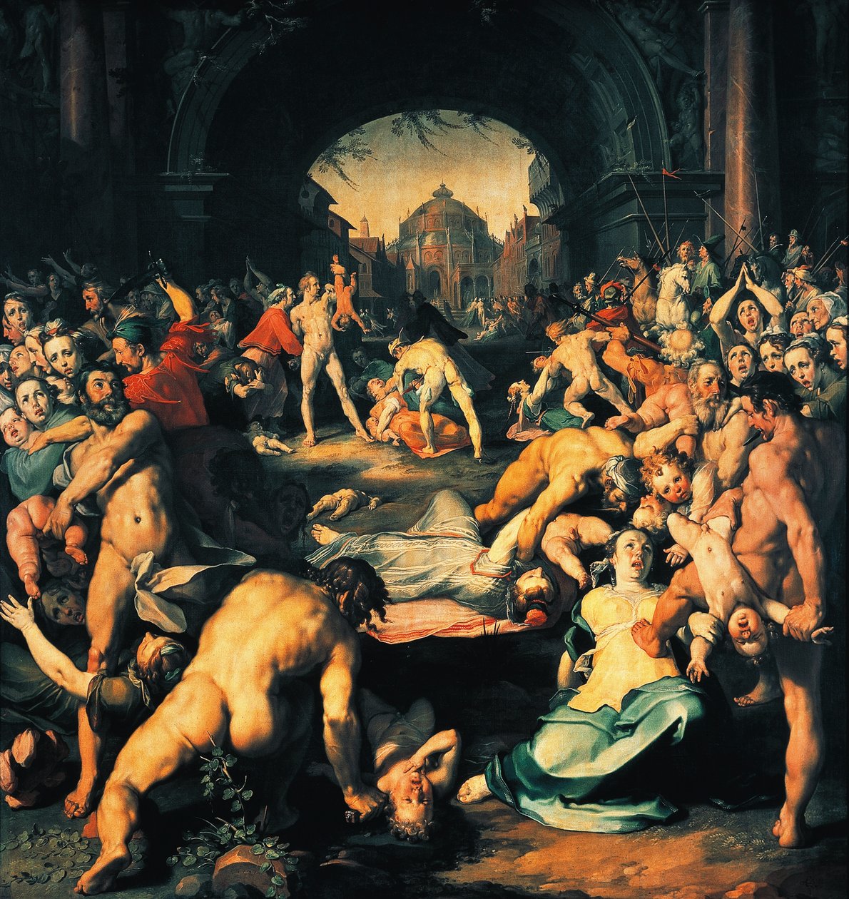 Kindermoord, centraal paneel van drieluik, door Cornelis Cornelisz van Haarlem door Cornelis Cornelisz. van Haarlem