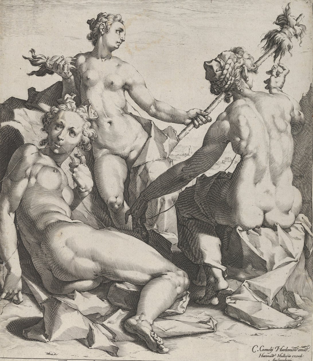 De drie schikgodinnen, ca. 1589 door Cornelis Cornelisz van Haarlem