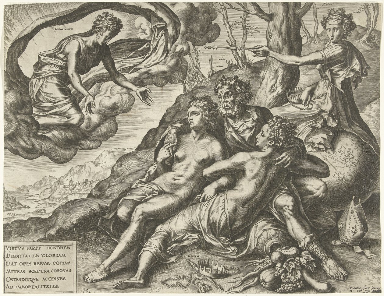 Allegorie op de onsterfelijkheid van de deugden door Cornelis Cort