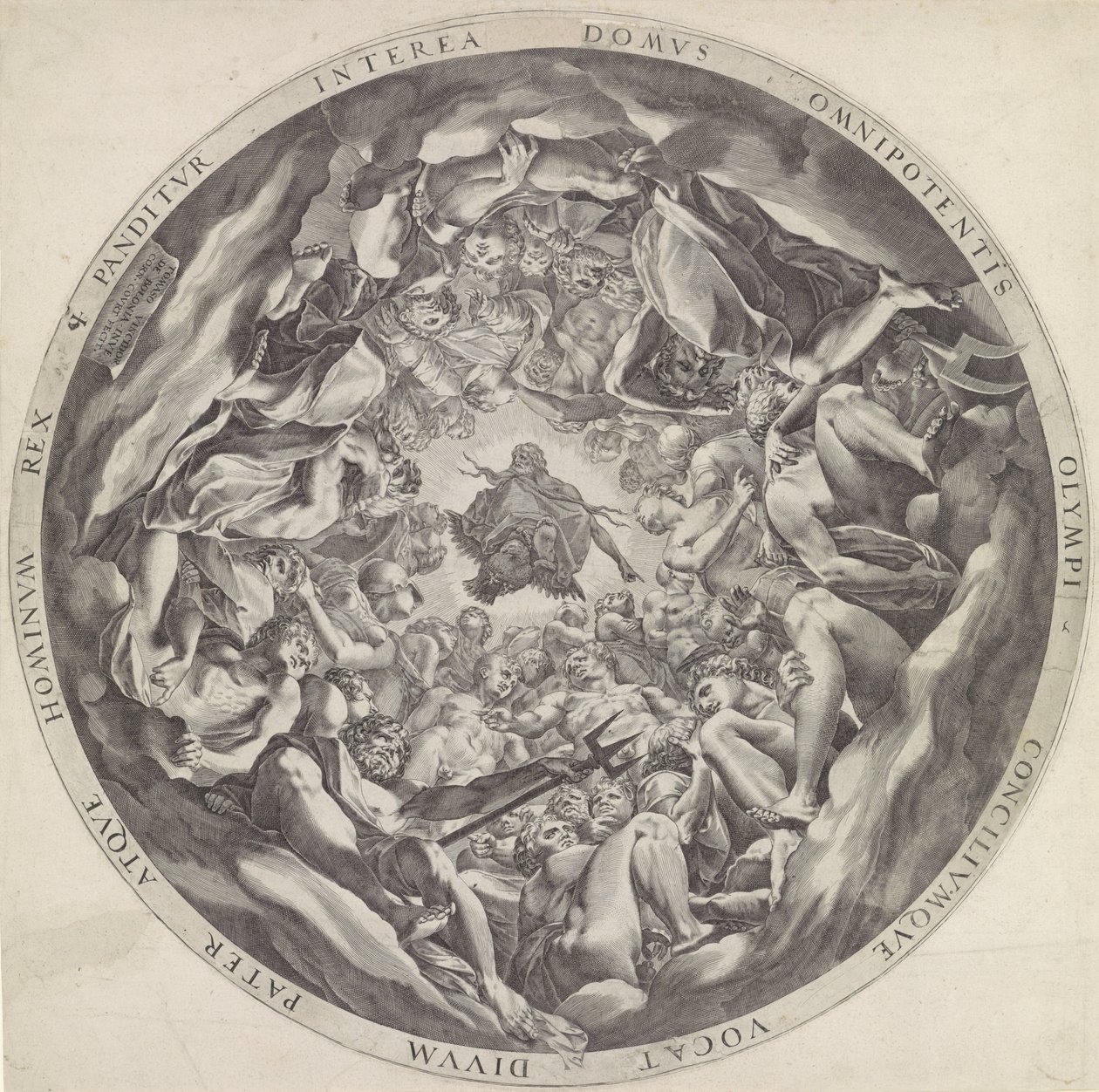 Bijeenkomst van goden op de Olympus door Cornelis Cort