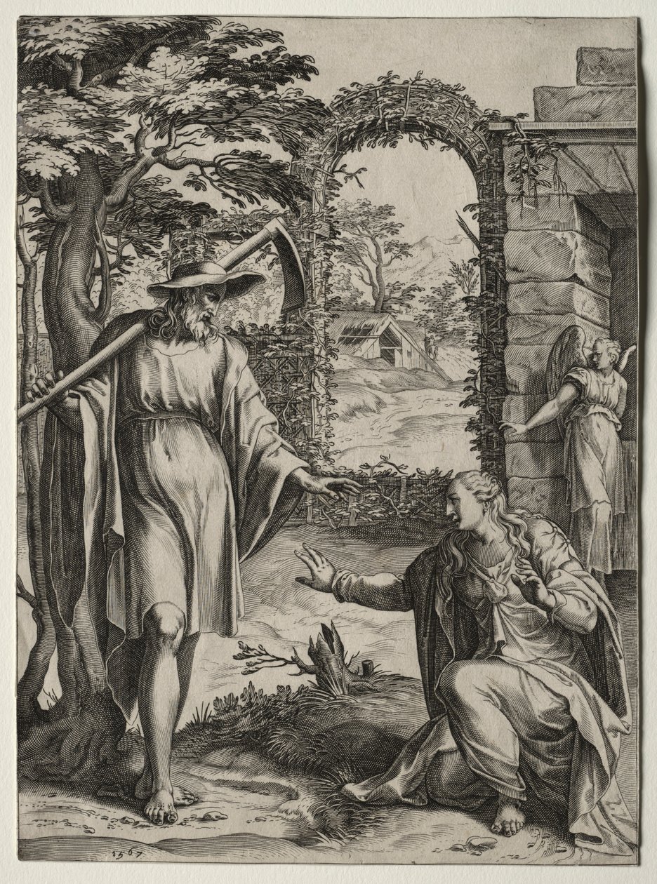 Christus verschijnt aan Maria Magdalena door Cornelis Cort