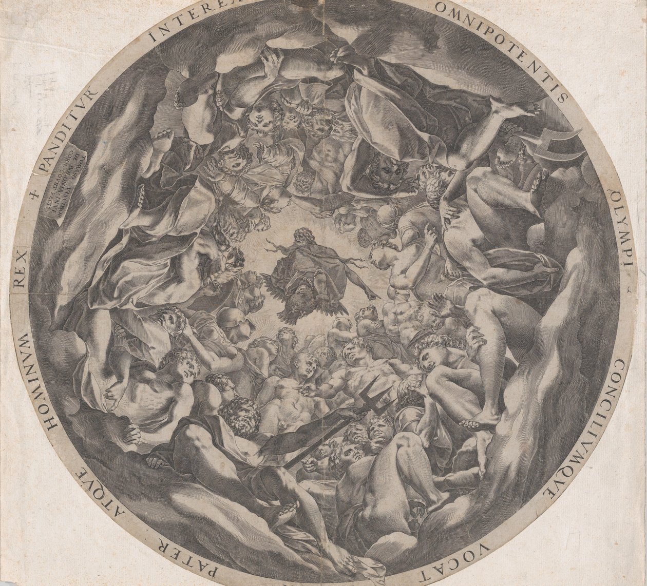 Samenscholing van de goden op de berg Olympus, 1565 door Cornelis Cort