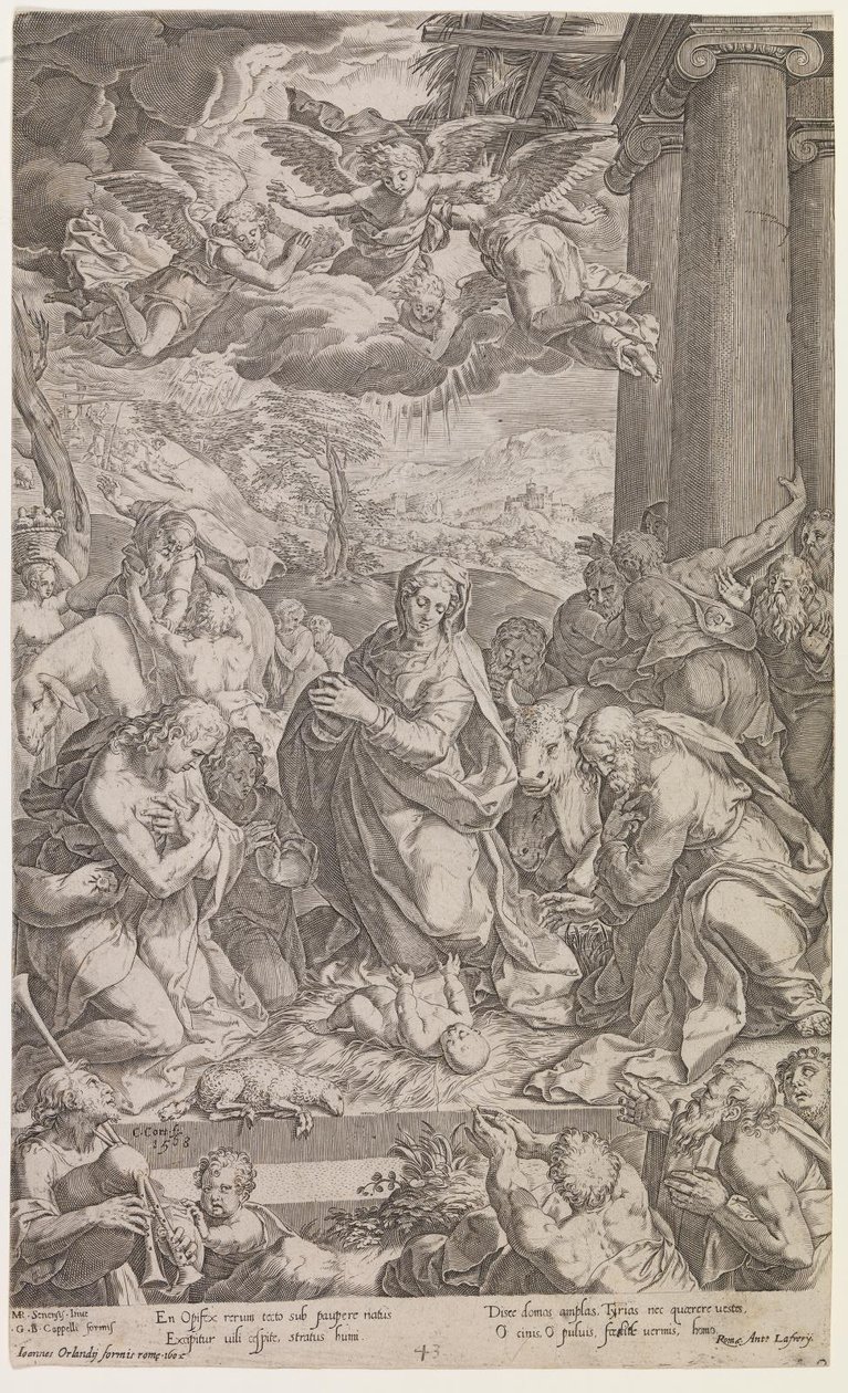Aanbidding der herders door Cornelis Cort