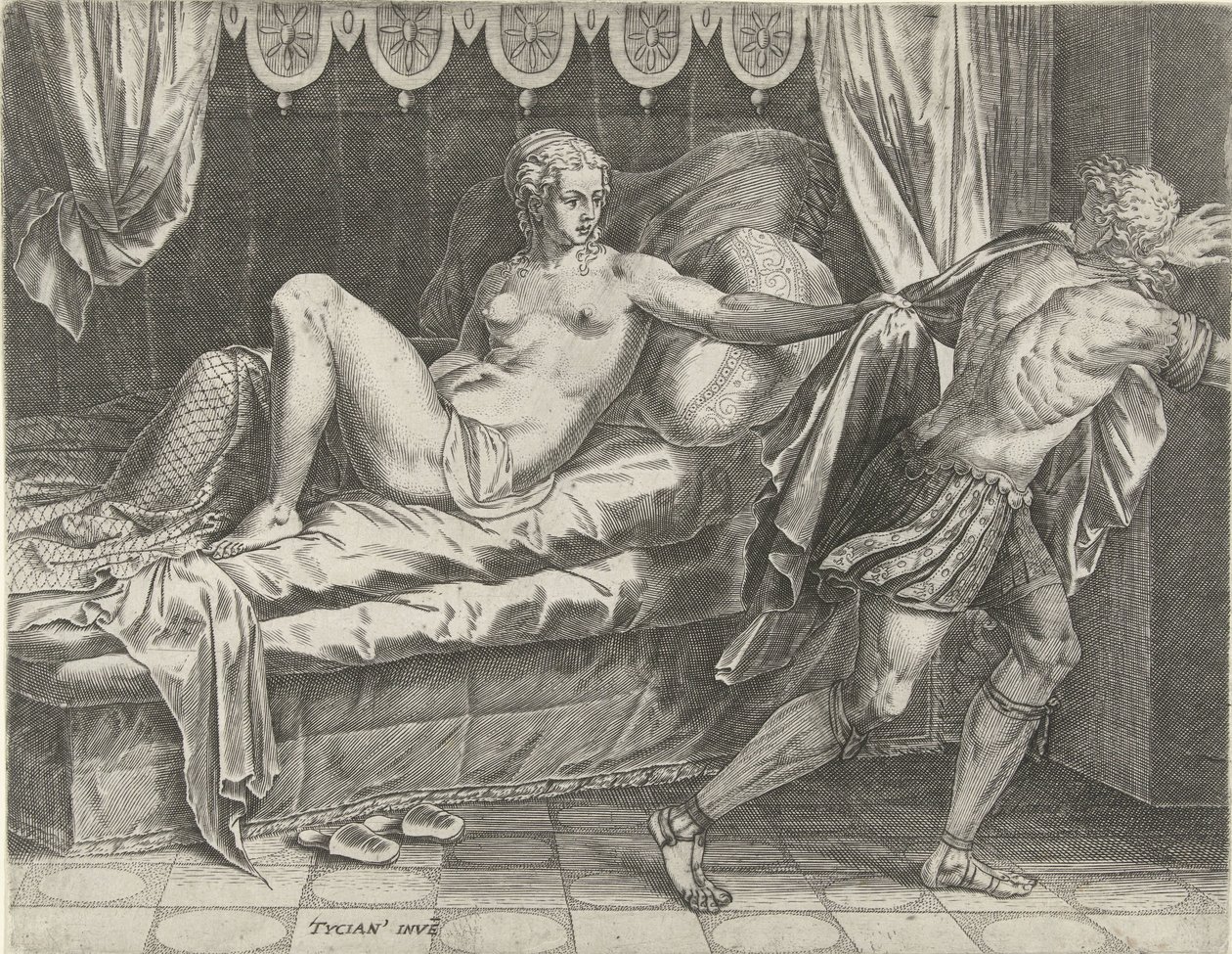 Jozef en de vrouw van Potifar door Cornelis Cort