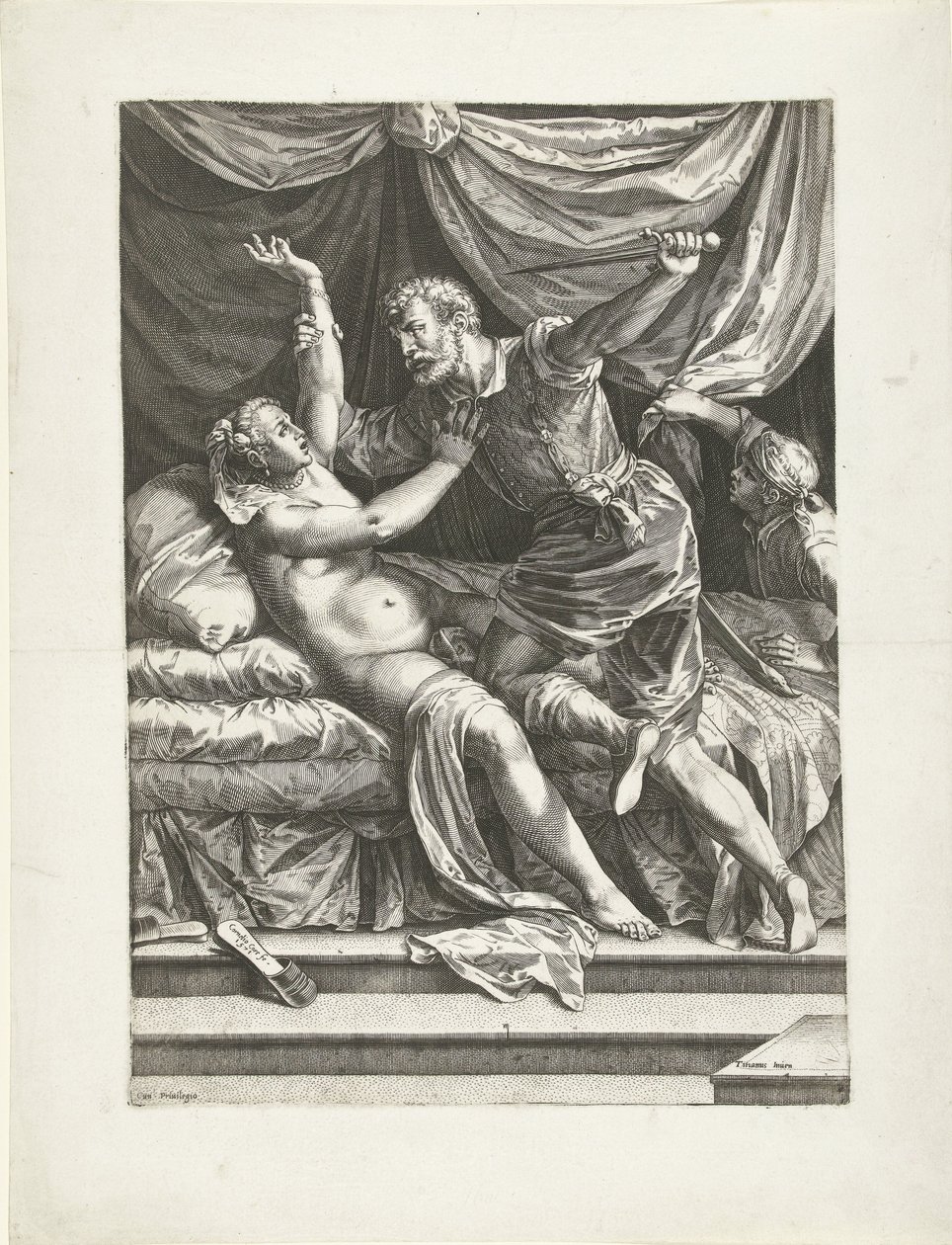 Lucretia en Sextus door Cornelis Cort