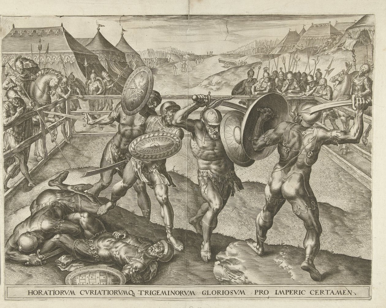 Strijd tussen de Horatiërs en de Curatiërs door Cornelis Cort