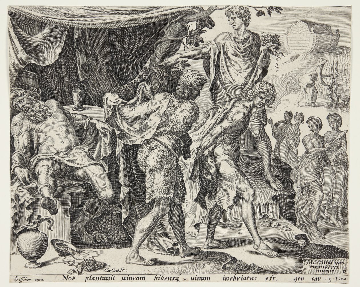 De bespotting van Noach door Cornelis Cort