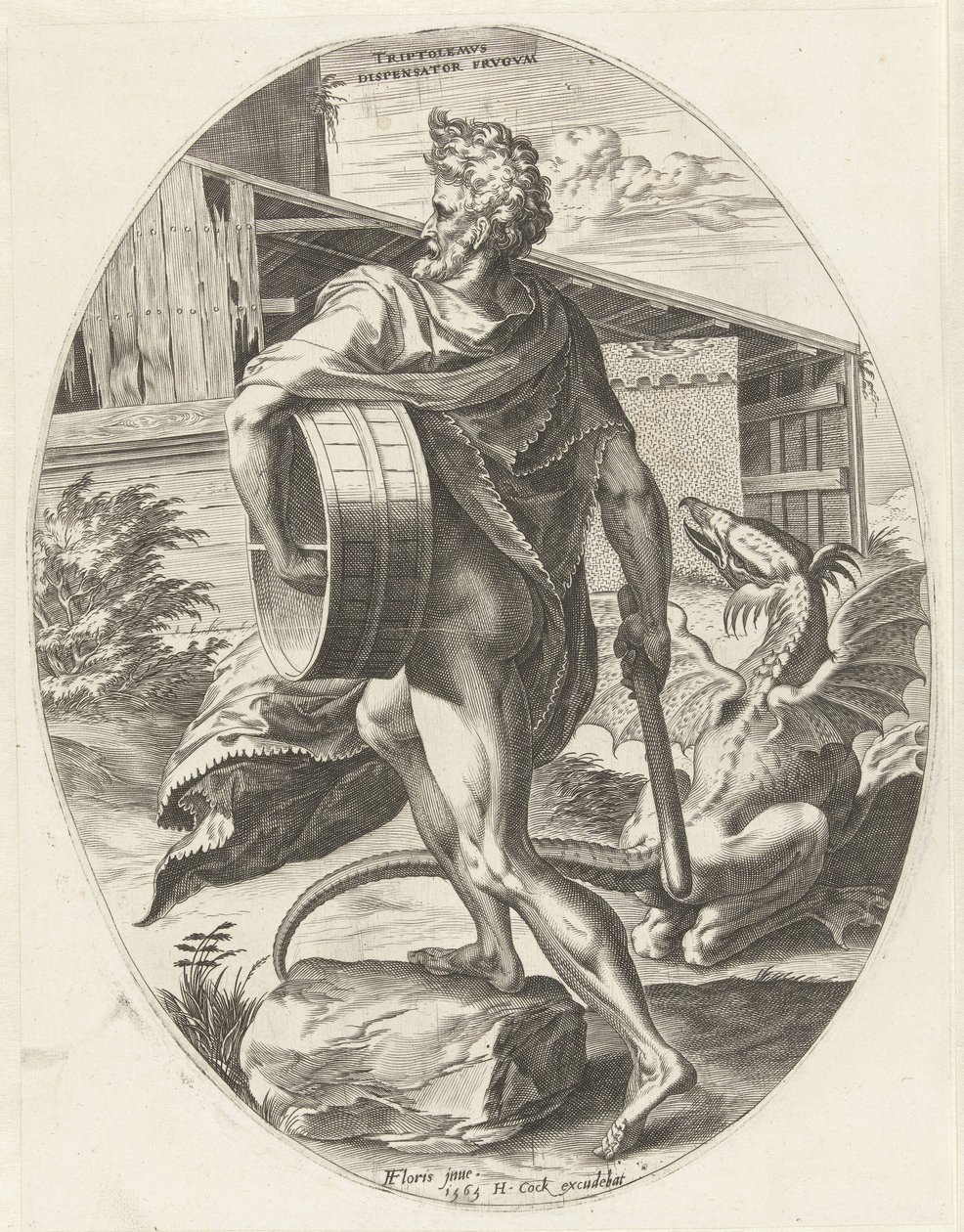Triptolemos door Cornelis Cort