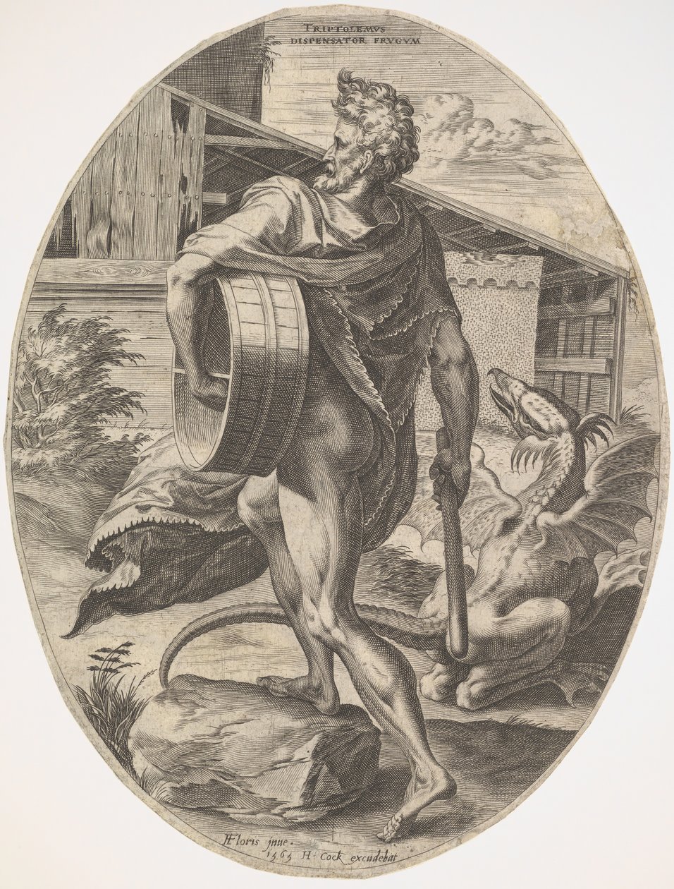 Triptolemus uit De landelijke goden, 1565 door Cornelis Cort