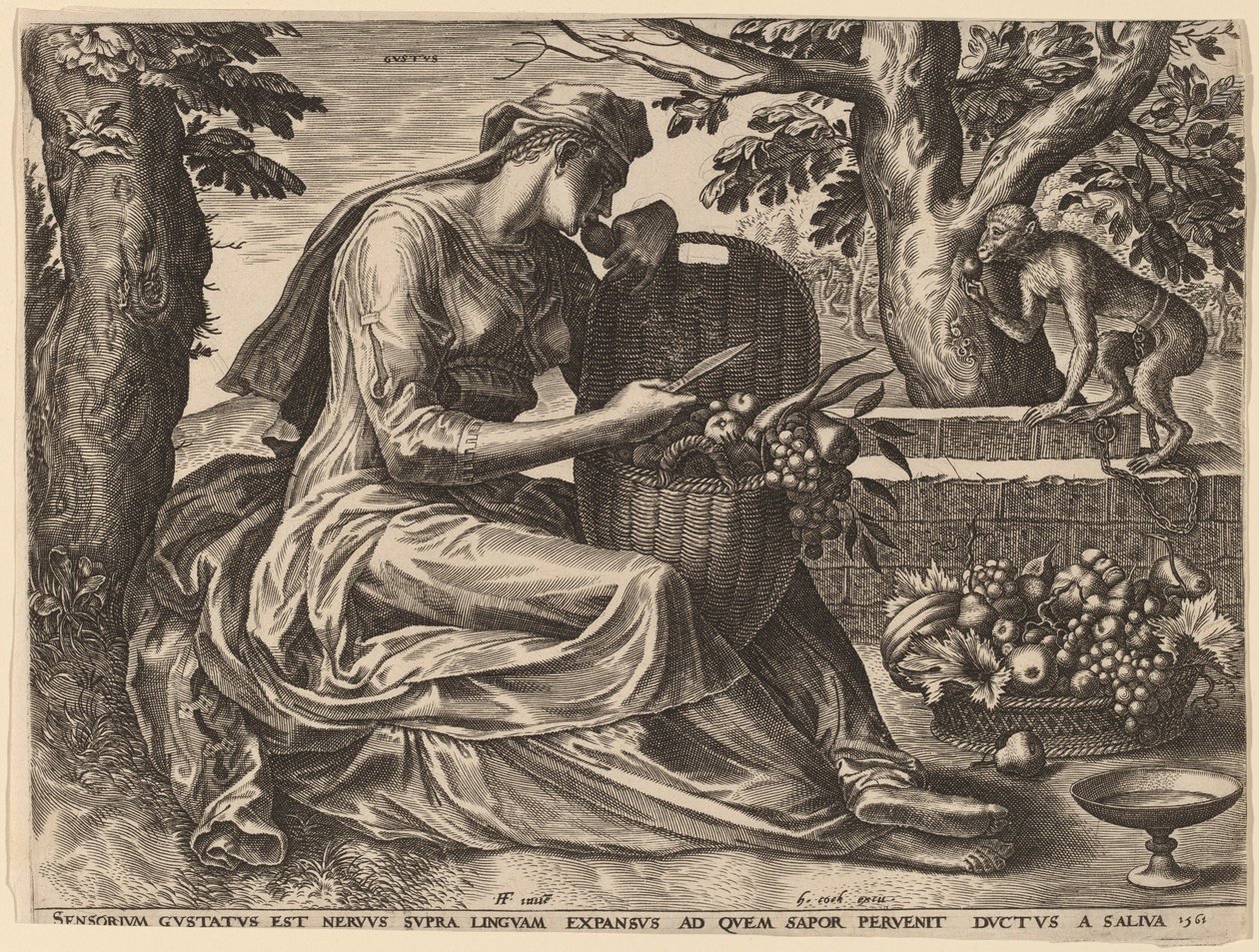 Gustus door Cornelis Cort after Frans Floris I