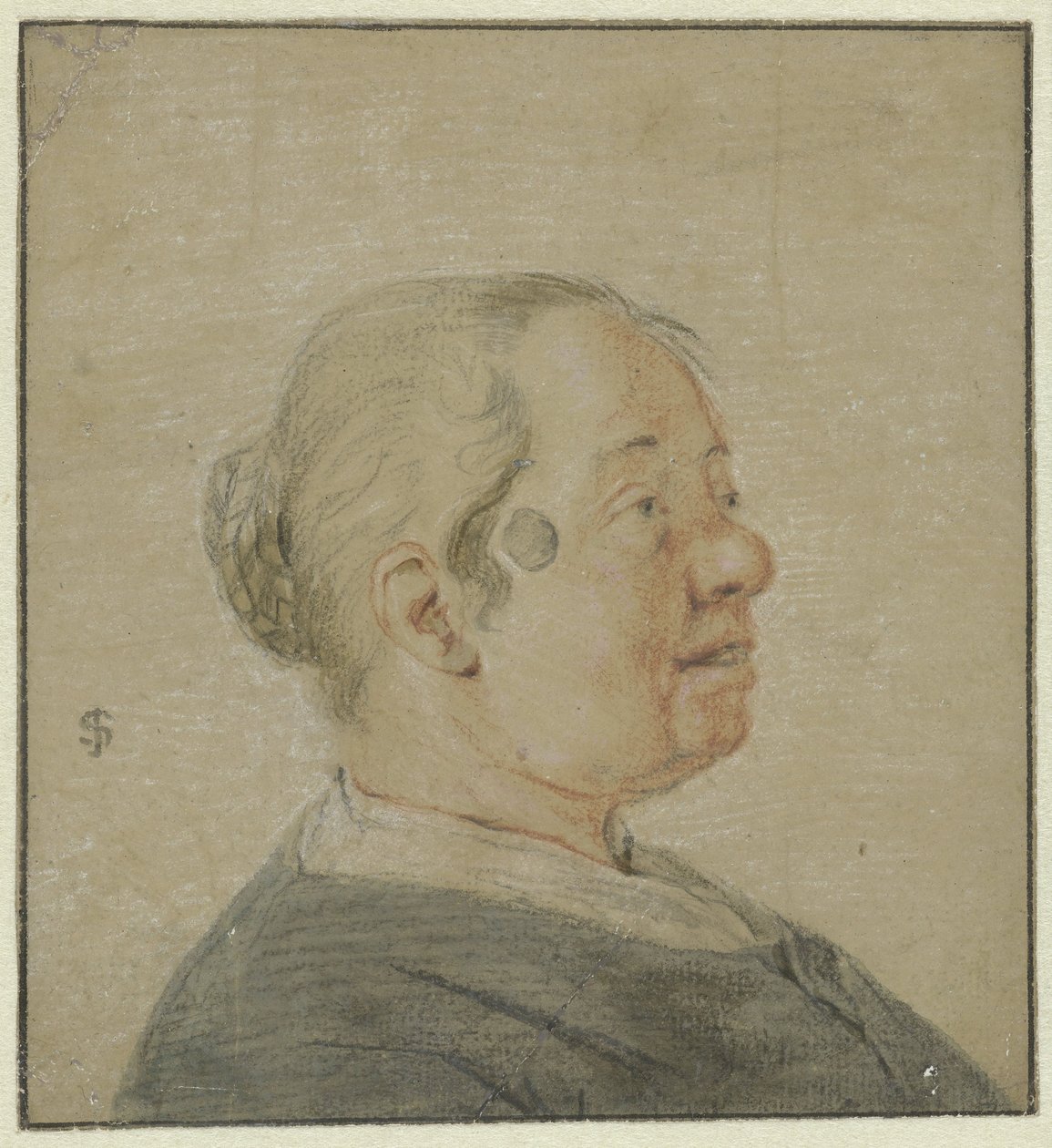 Borstbeeld van een vrouw, profiel rechts door Cornelis Dusart
