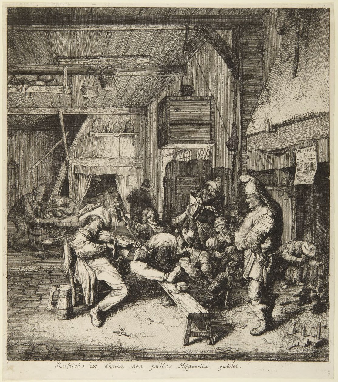 Zittende vioolspeler door Cornelis Dusart