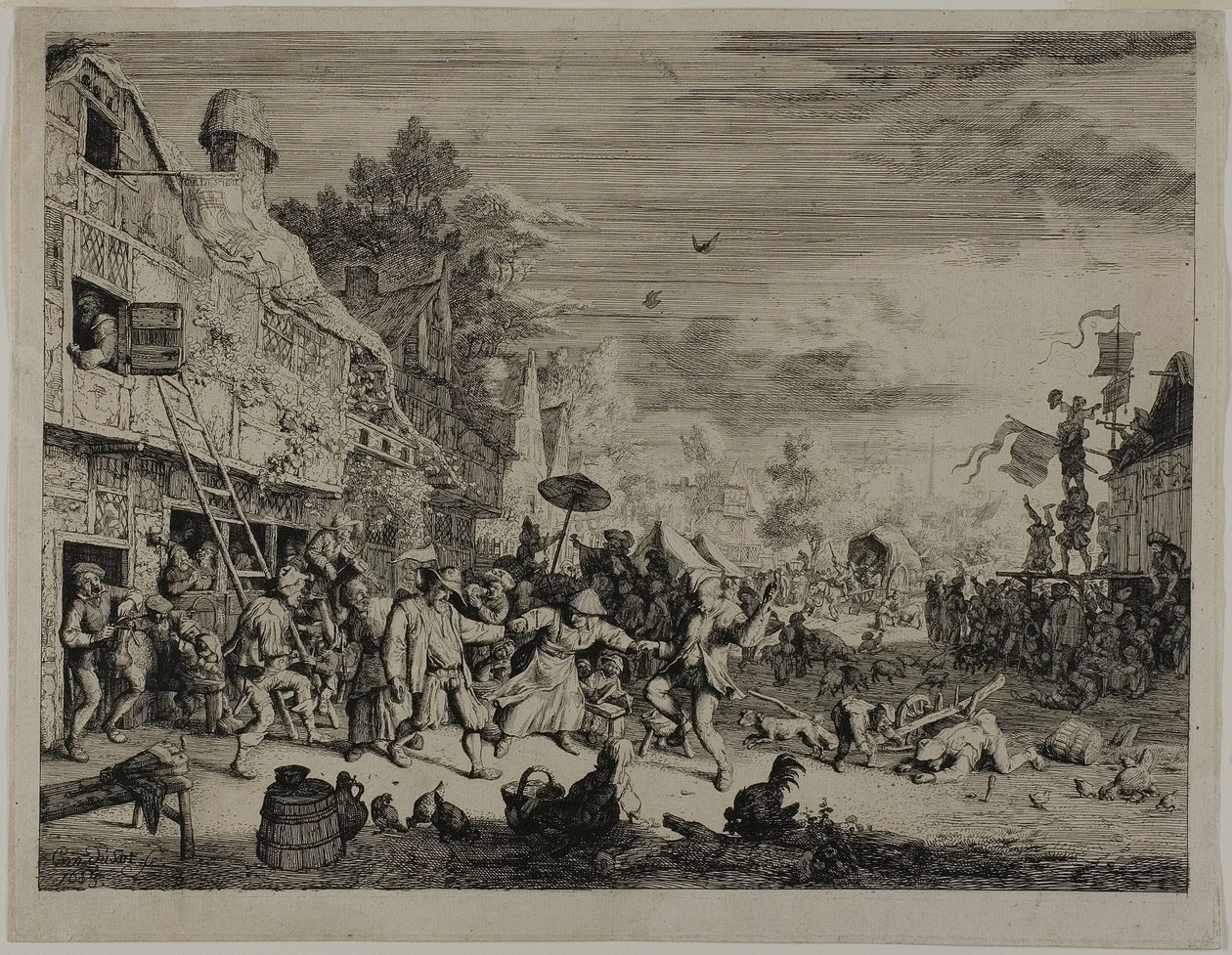 Het dorpsfeest door Cornelis Dusart