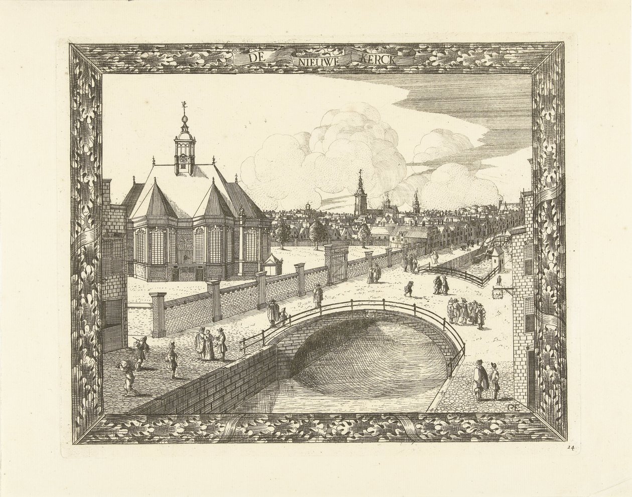 Gezicht op de Nieuwe Kerk te Den Haag door Cornelis Elandts