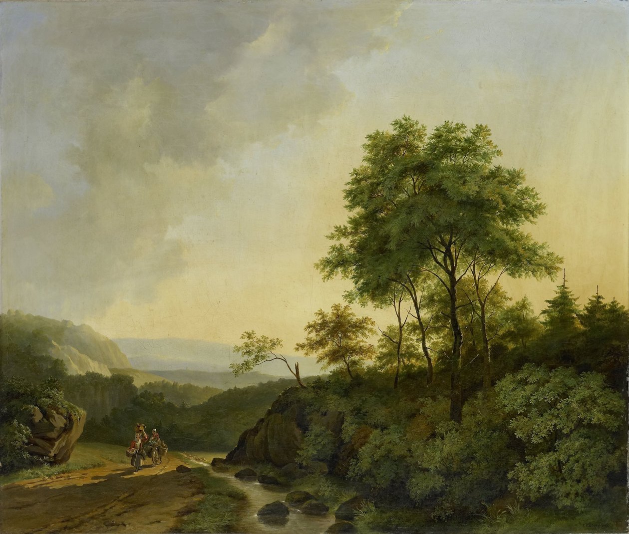 Uitzicht in de Harzbergen door Cornelis François Roos