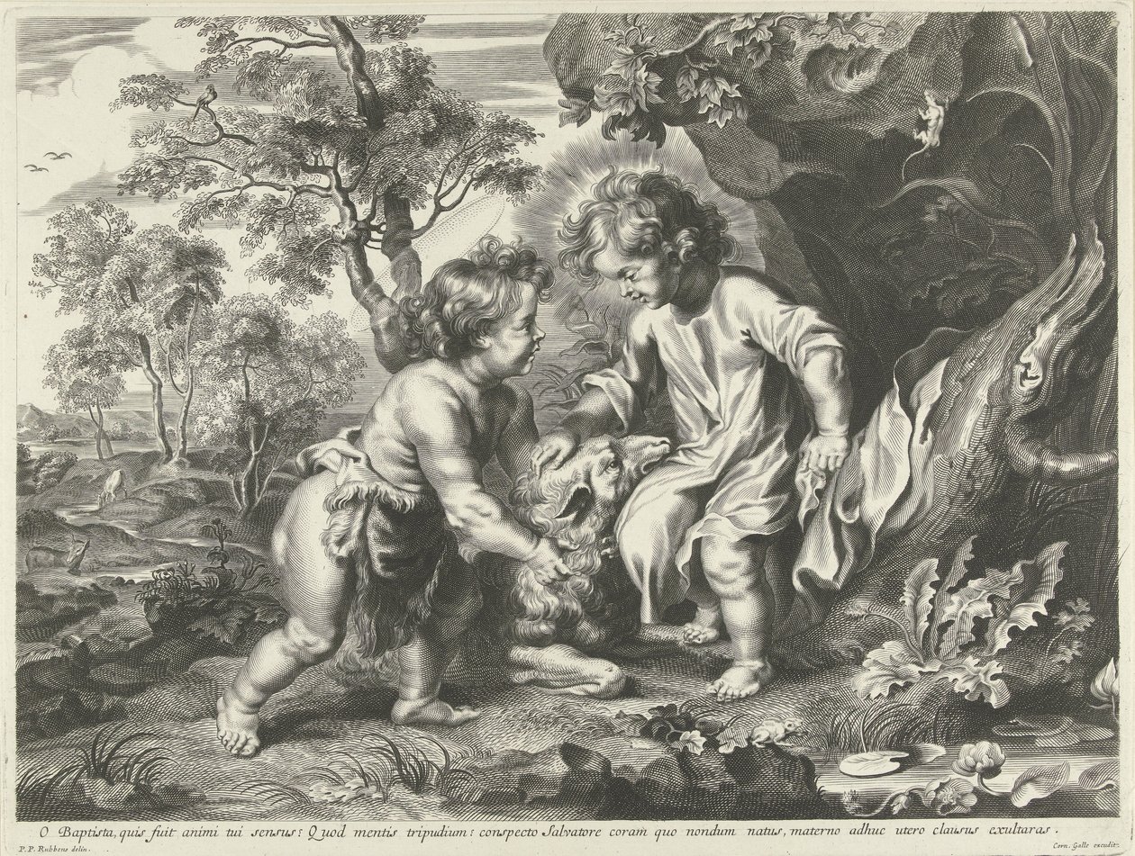 Johannes de Doper en Christus als kinderen door Cornelis Galle (I) (possibly)