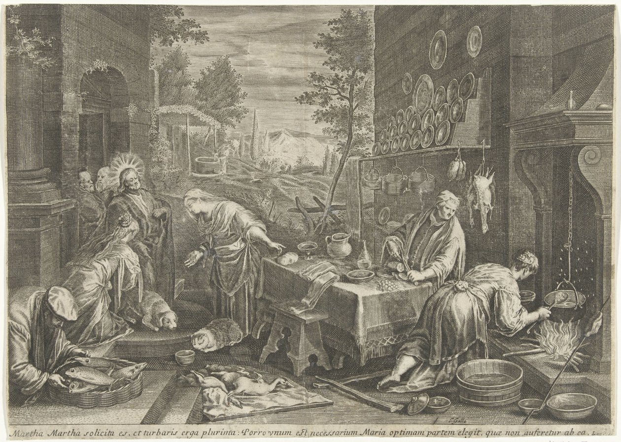 Christus in het huis van Marta en Maria door Cornelis Galle (I)