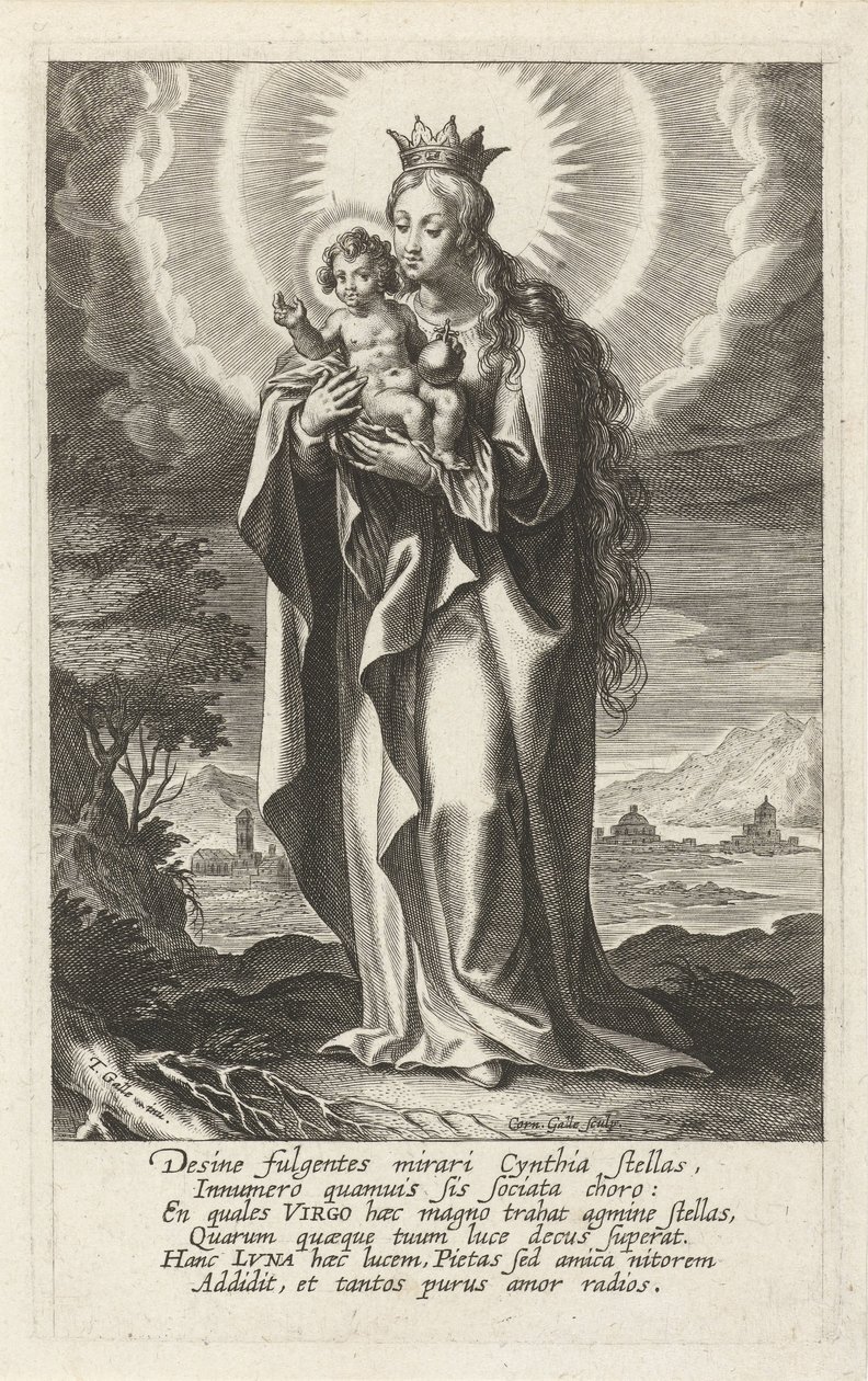 Gekroonde Maria met Kind door Cornelis Galle (I)