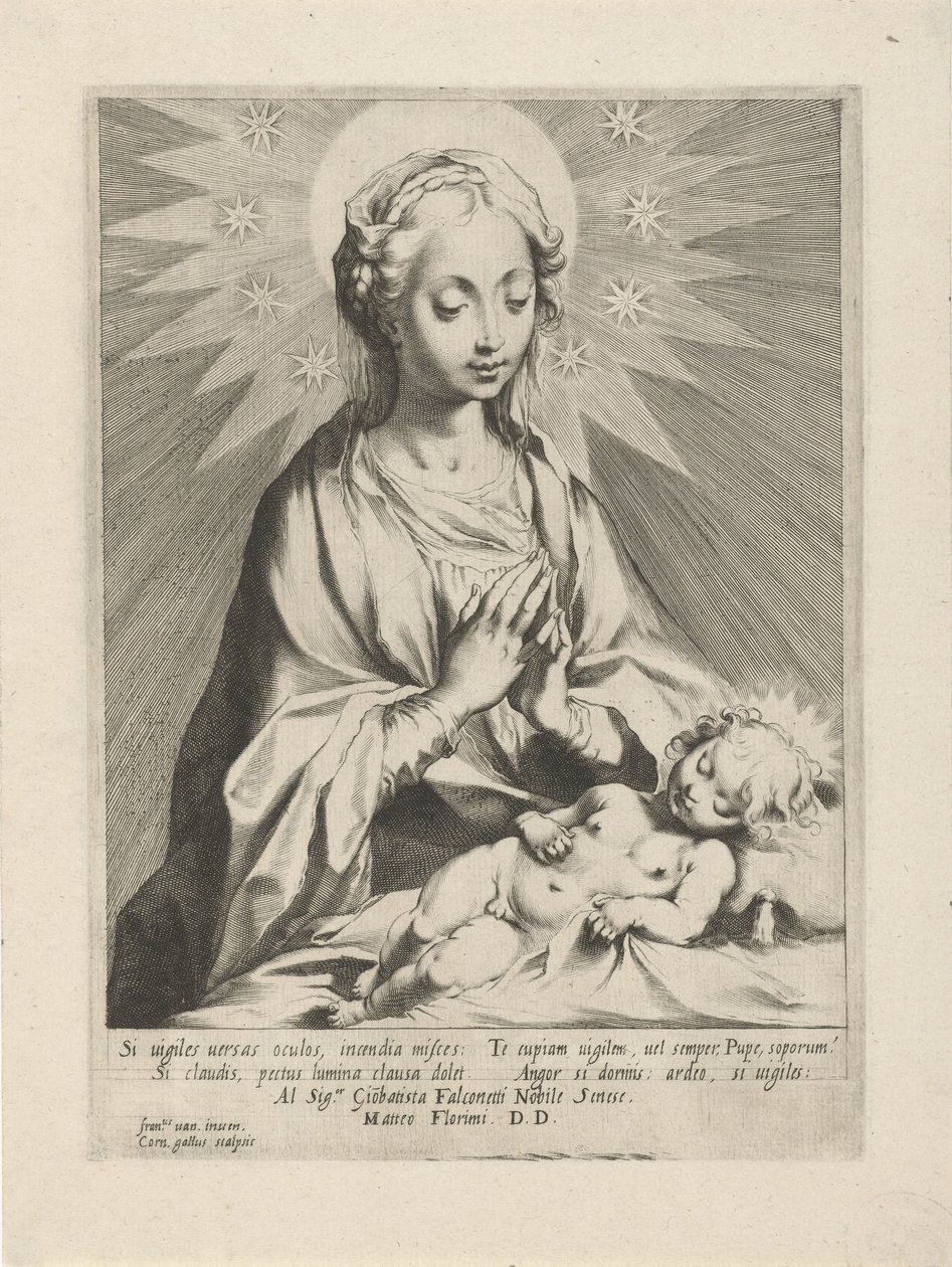 Maria aanbidt het Christuskind door Cornelis Galle (I)