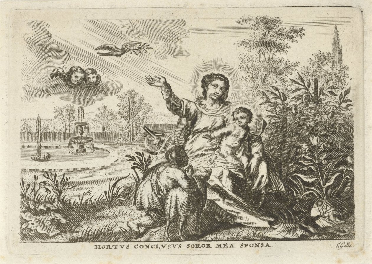 Maria met Kind en Johannes de Doper in de Hortus Conclusus door Cornelis Galle (II)