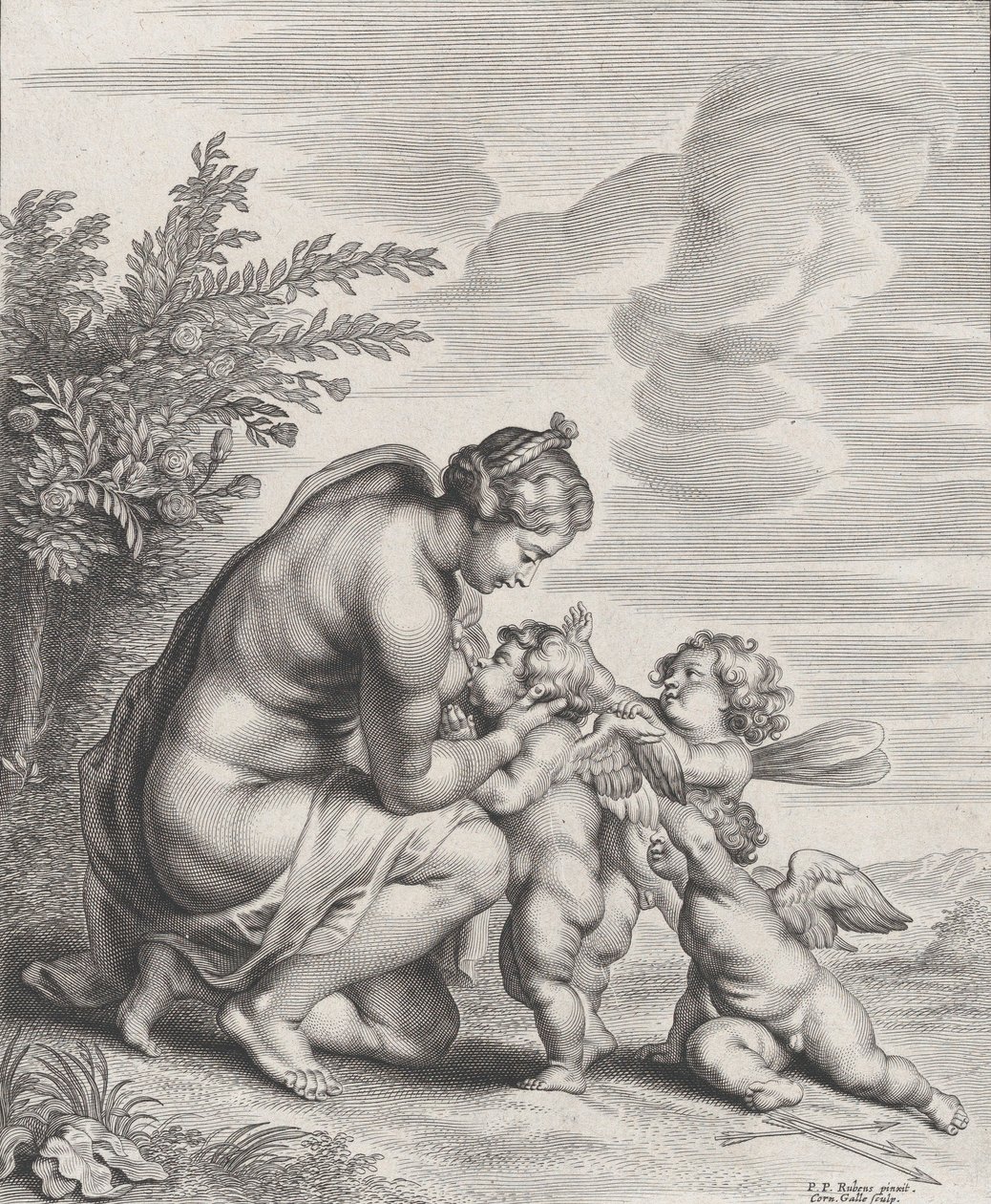 Venus voedt drie Cupido