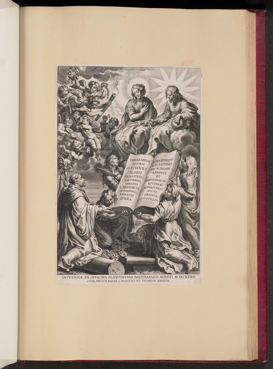 Titelpagina voor Ludovicus Blosius, Opera door Cornelis Galle I after Sir Peter Paul Rubens