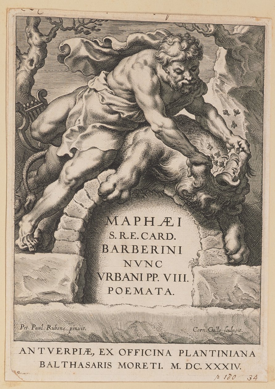 Titelpagina voor Maffeo Barbarini, Poemata door Cornelis Galle I after Sir Peter Paul Rubens