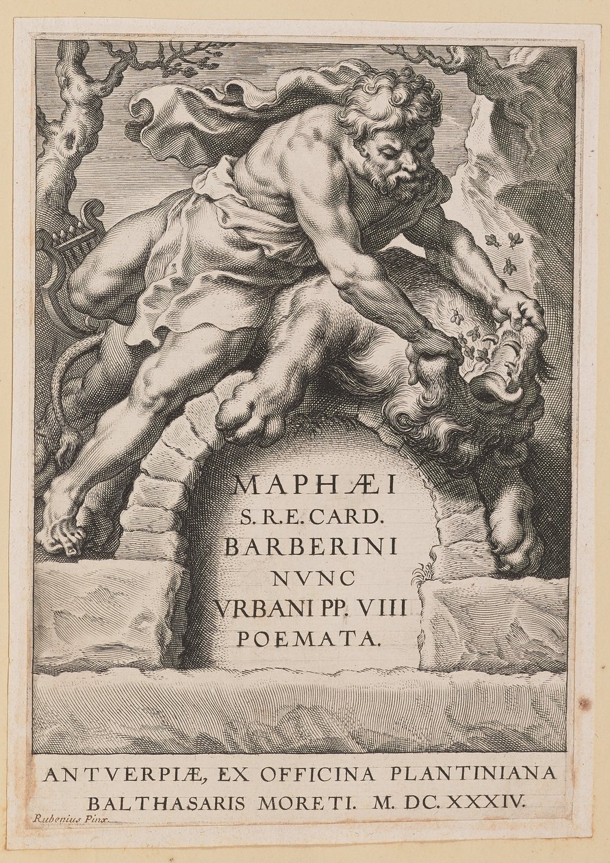 Titelpagina voor Maffeo Barbarini, Poemata door Cornelis Galle I after Sir Peter Paul Rubens
