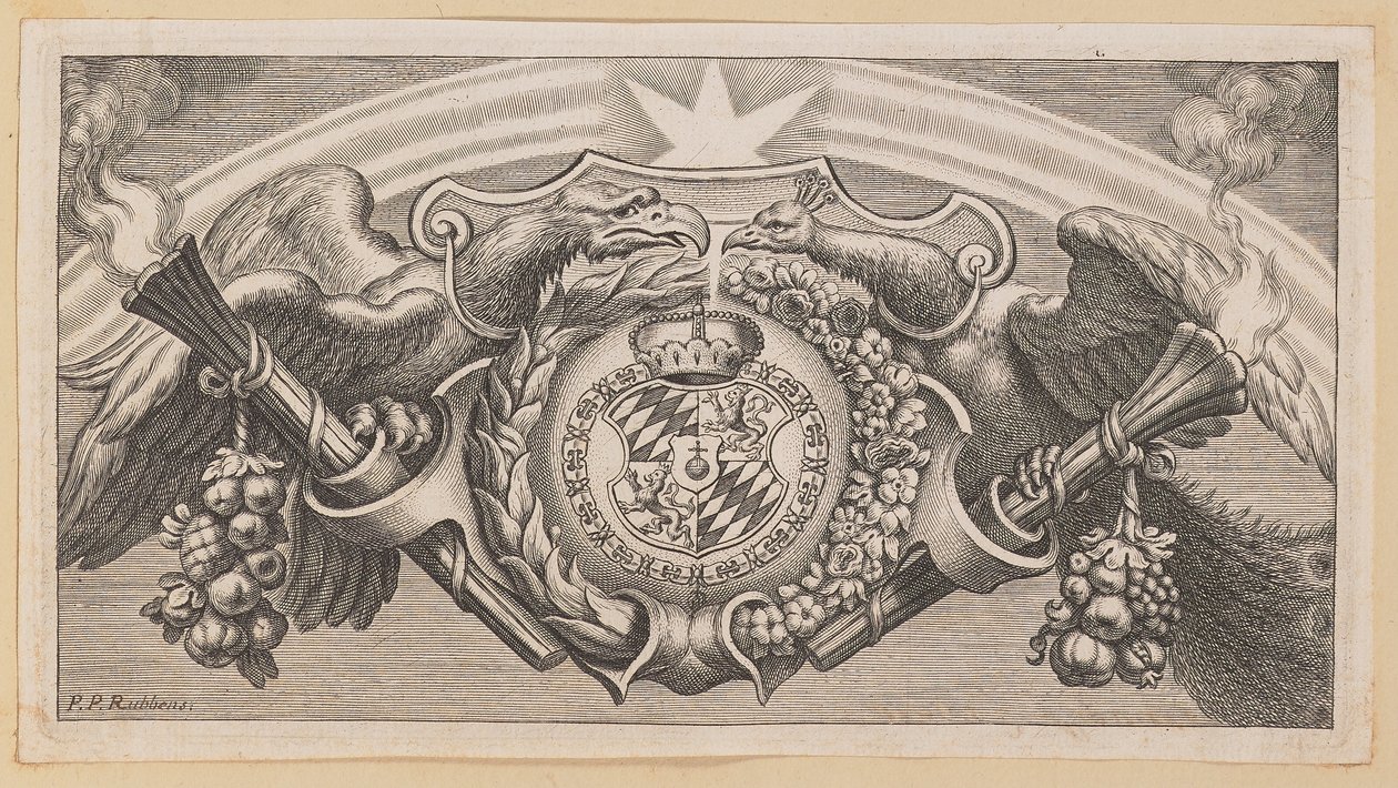 Vignet voor Titelpagina van Balthasar Cordier, Catena Patrum Graecorum in Sanctum Ioannem door Cornelis Galle I after Sir Peter Paul Rubens