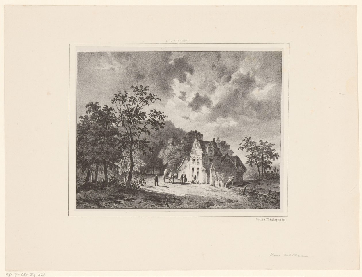 Huis in landschap door Cornelis Gerrit Verburgh