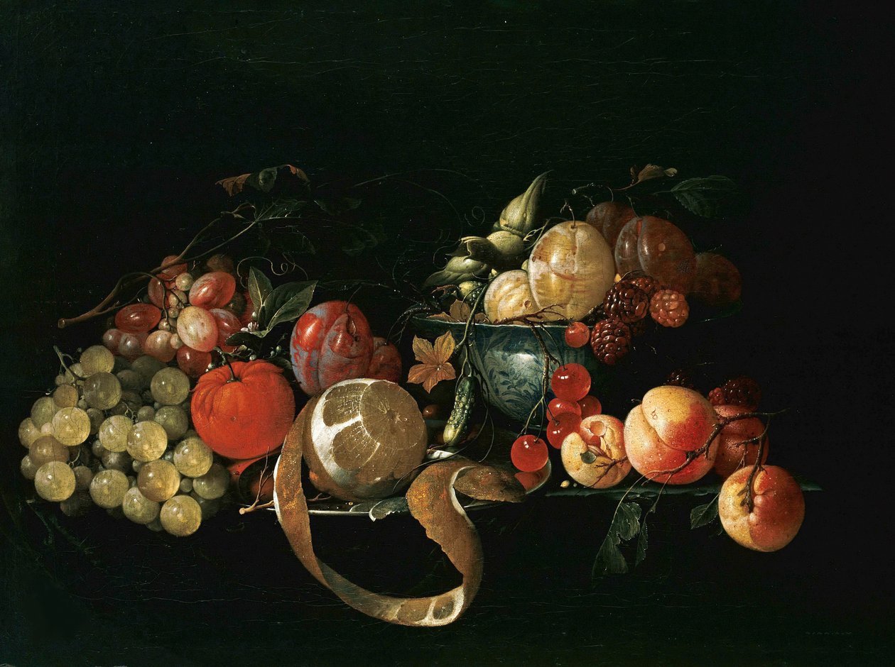 Stilleven met fruit door Cornelis de Heem