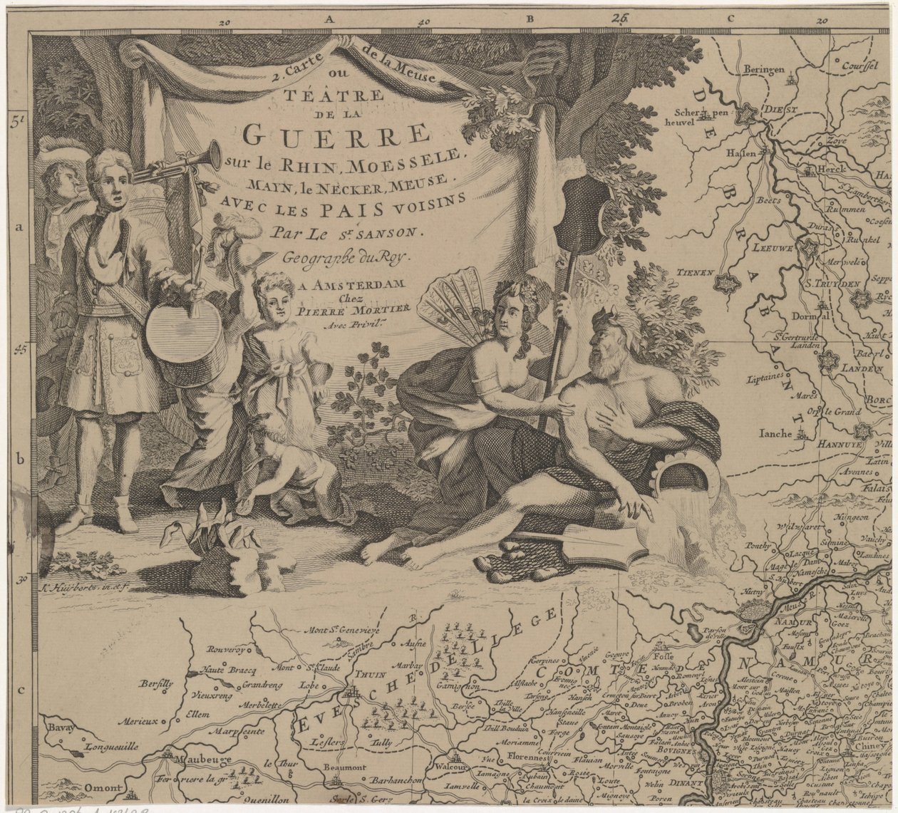 Kaart van de regio ten oosten en zuiden van Brussel en het graafschap Namen (blad linksboven) door Cornelis Huyberts