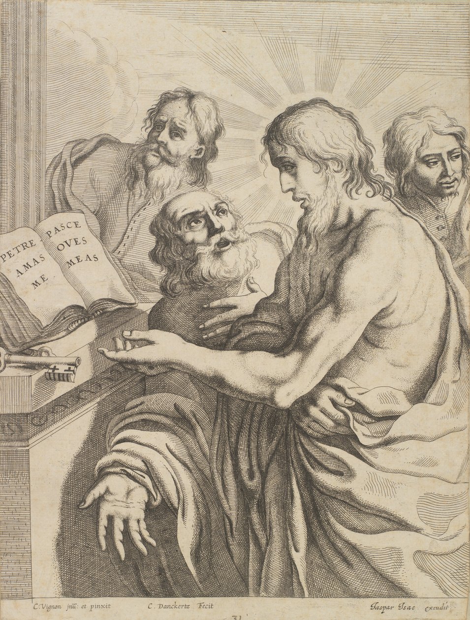 Christus presenteert Petrus de sleutels door Cornelis I Danckerts