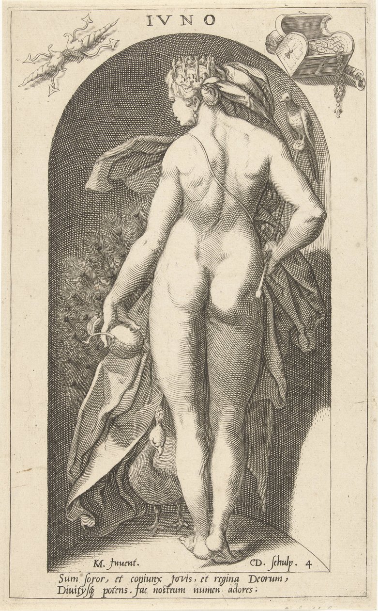 Juno met pauw door Cornelis Jacobsz. Drebbel