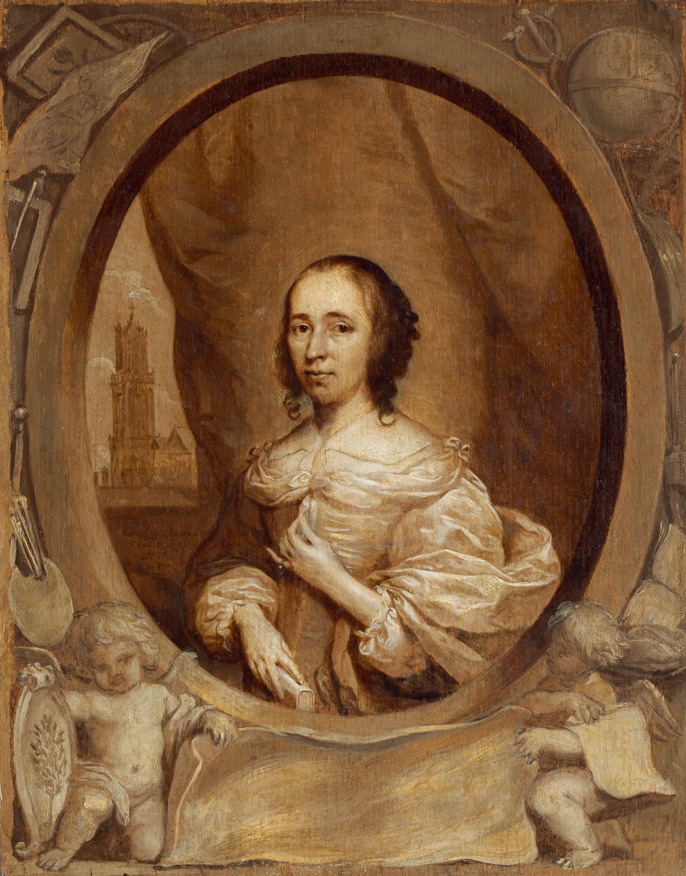 Anna Maria van Schurman, 1657 door Cornelis Janssens van Ceulen