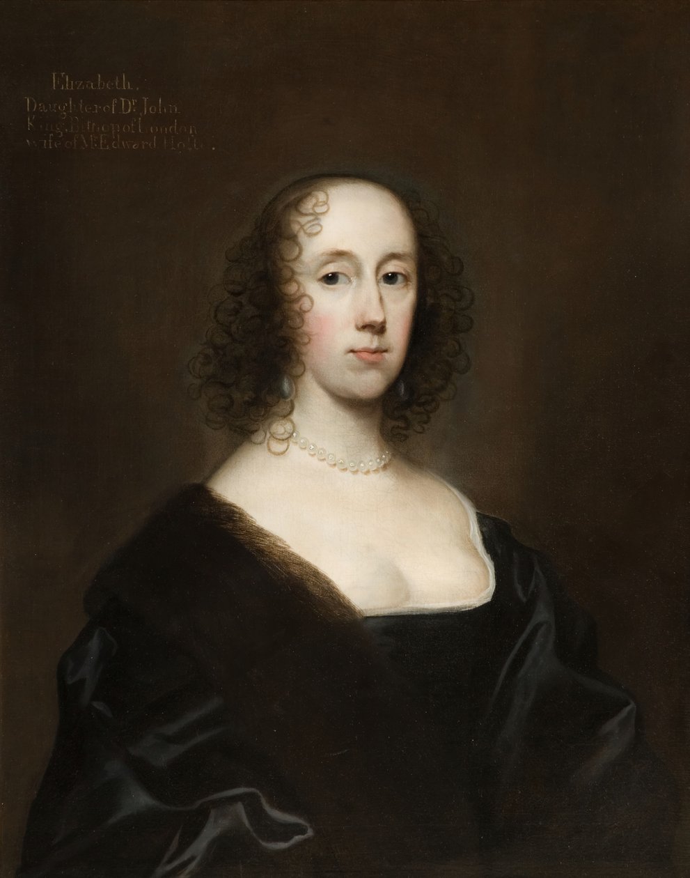 Portret van Elizabeth Holte nee King door Cornelis Janssens van Ceulen